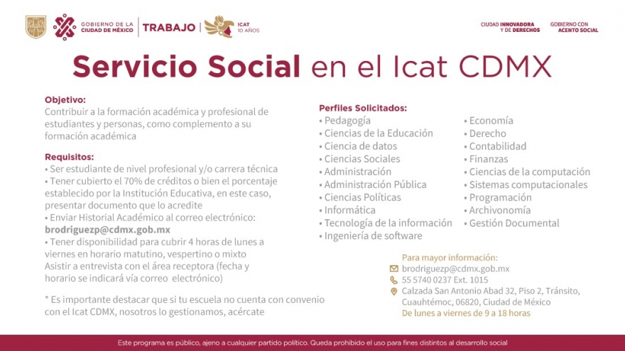 Realiza tu Servicio Social en el Icat CDMX